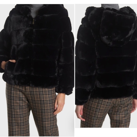 BcbgMaxazria Missy Grooved Faux Rabbit Fur Jacket Size XL - Picture 3 of 3